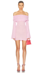 Off Shoulder Rib Knit Mini Dress