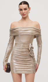 Off Shoulder Long Sleeve Mini Dress