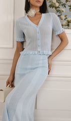 Openwork Jersey Maxi Skirt Sets In Baby Blue