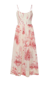 Printed Poplin Midi Corset Dress