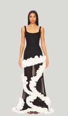 Wisteria Gown Maxi Dress In Black & White