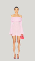 Off Shoulder Rib Knit Mini Dress