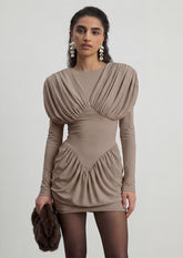 Ruched Long Sleeve Mini Dress