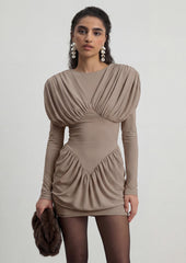 Ruched Long Sleeve Mini Dress