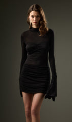 Semi Transparent Mini Dress In Black