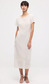 Short Sleeve Crochet Midi Dress