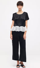 Short Sleeve Top & Maxi Pants Set In Black