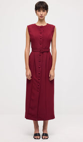 Sleeveless Shift Midi Dress With Belt
