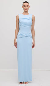 Slinky Drape Maxi Dress Baby Blue