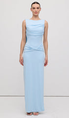 Slinky Drape Maxi Dress Baby Blue