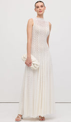 Solid Pointelle Sleeveless Maxi Dress