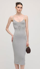 Solid Sleeveless Knit Midi Dress In Haze Blue