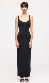 Solid Sleeveless Curve Maxi Dress In Black