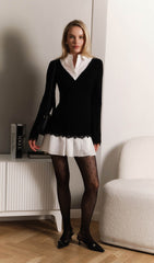 Shirt With Imitation Lace Decor Mini Dress