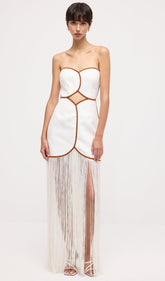 Tassel Off Shoulder Hollow Out Maxi Dress