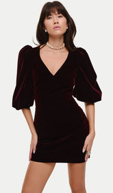 Velvet Puff Sleeve Mini Dress