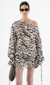 Zebra Open Back Mini Dress