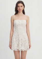 Sleeveless Lace Mini Dress In White