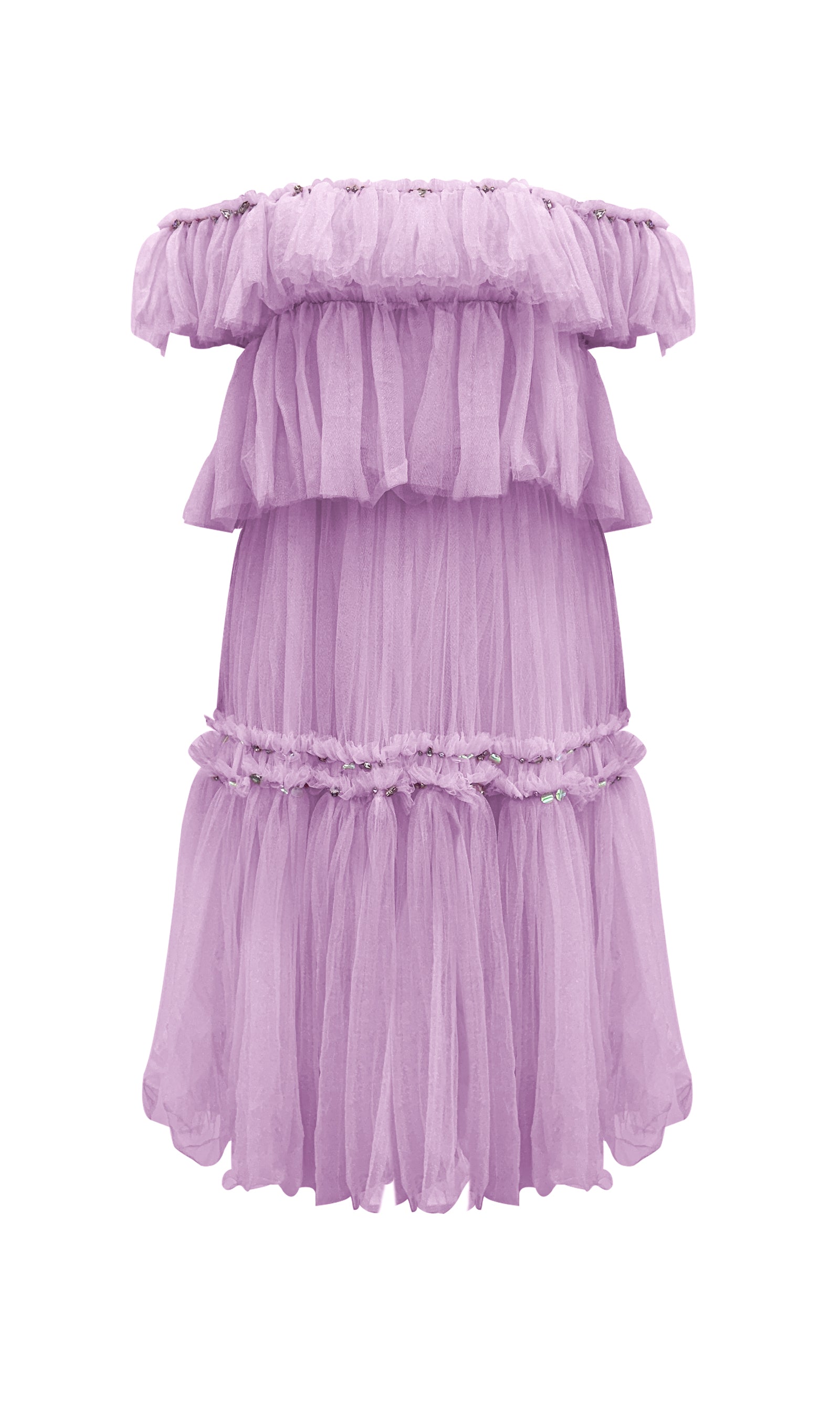 A Line Off Shoulder Layered Midi Dress