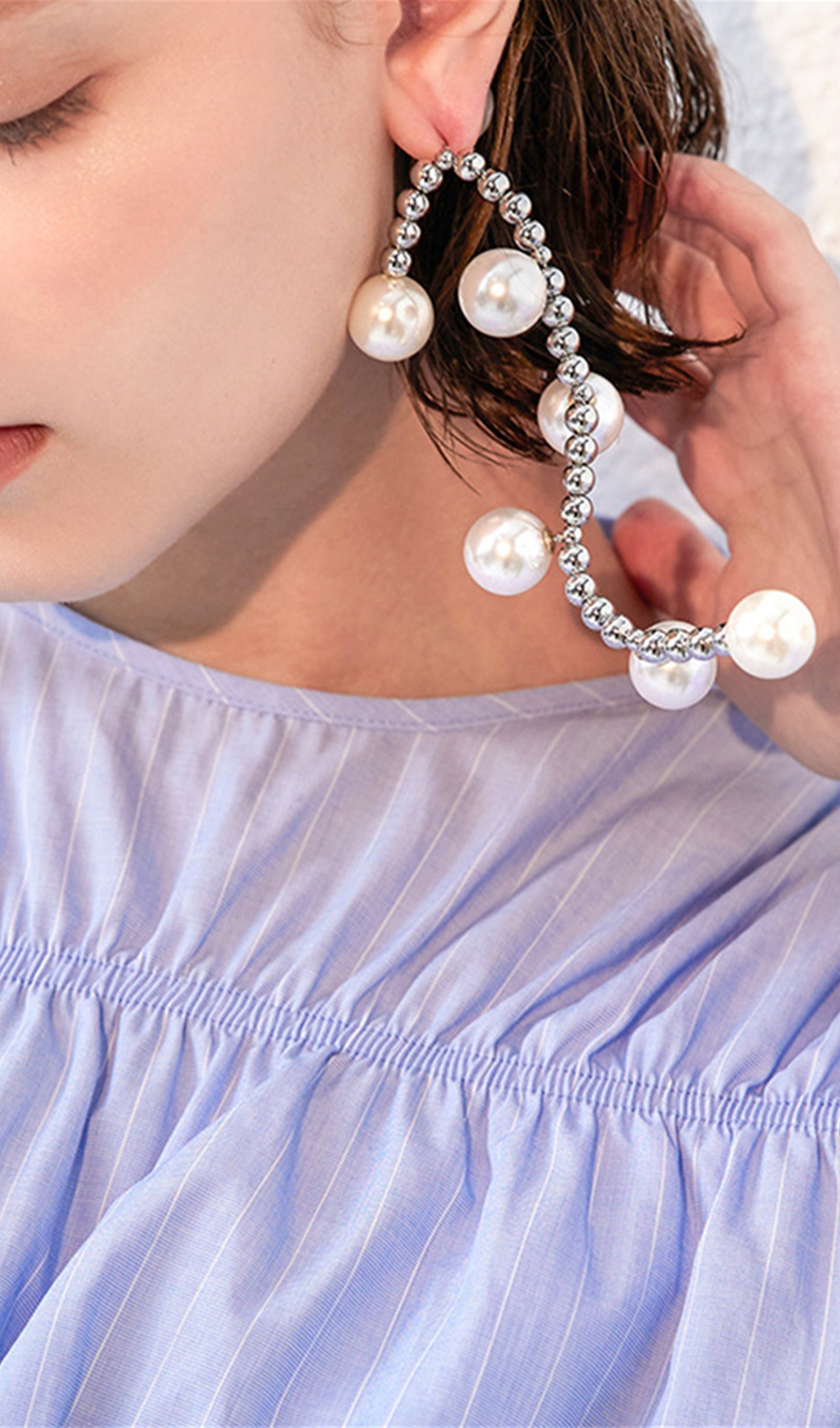 Pearl Beads Dangle Drop Earrings