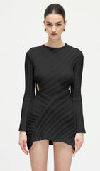 Hollow Out  Mini Dress In Black