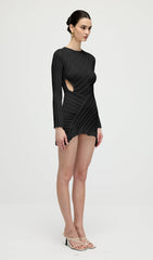 Hollow Out  Mini Dress In Black