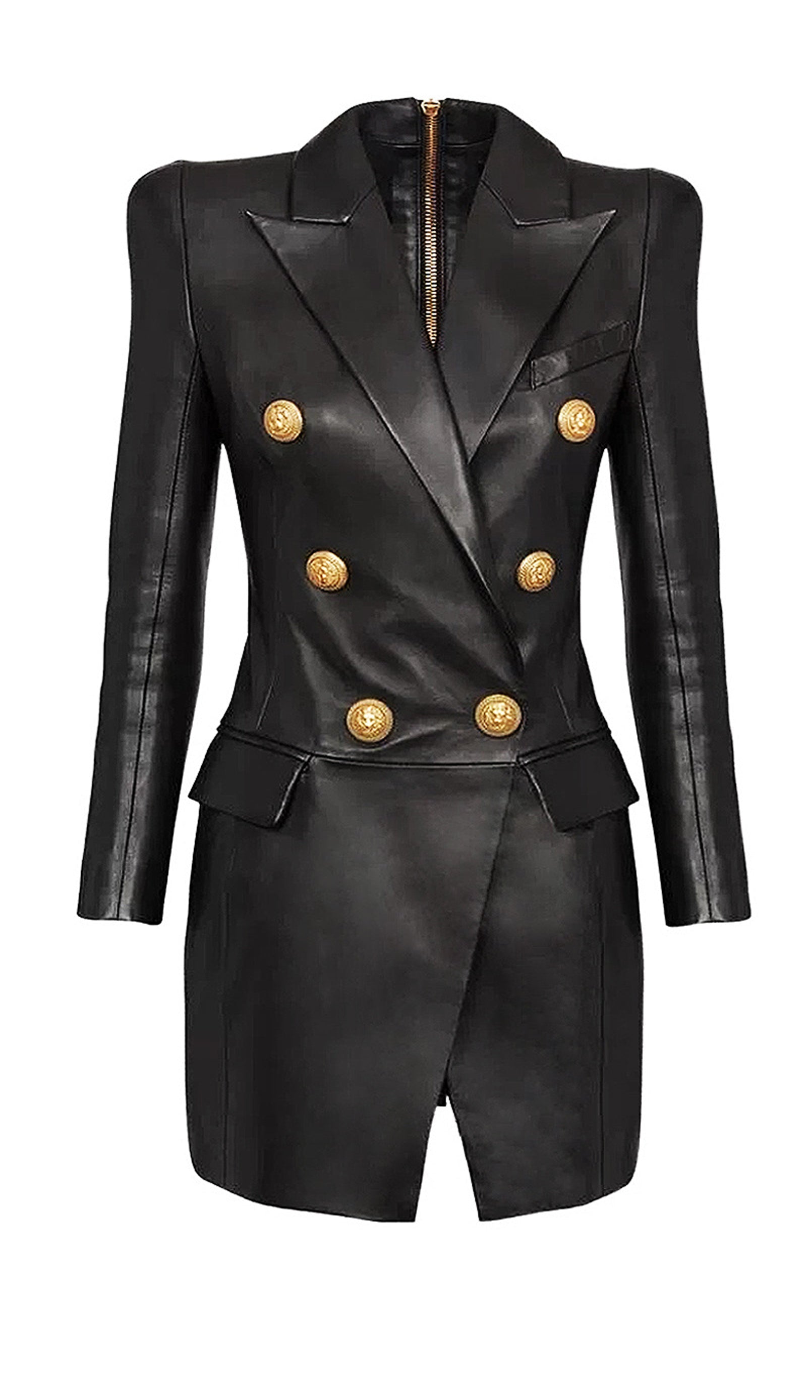 Leather Blazer Mini Dress In Black