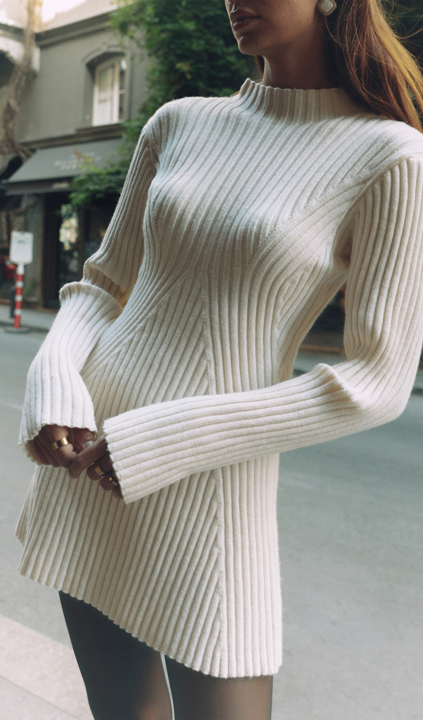 Ribbed Jersey A-Silhouette Mini Dress