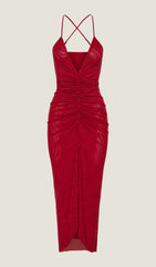 Diamante Ruched Midi Dress