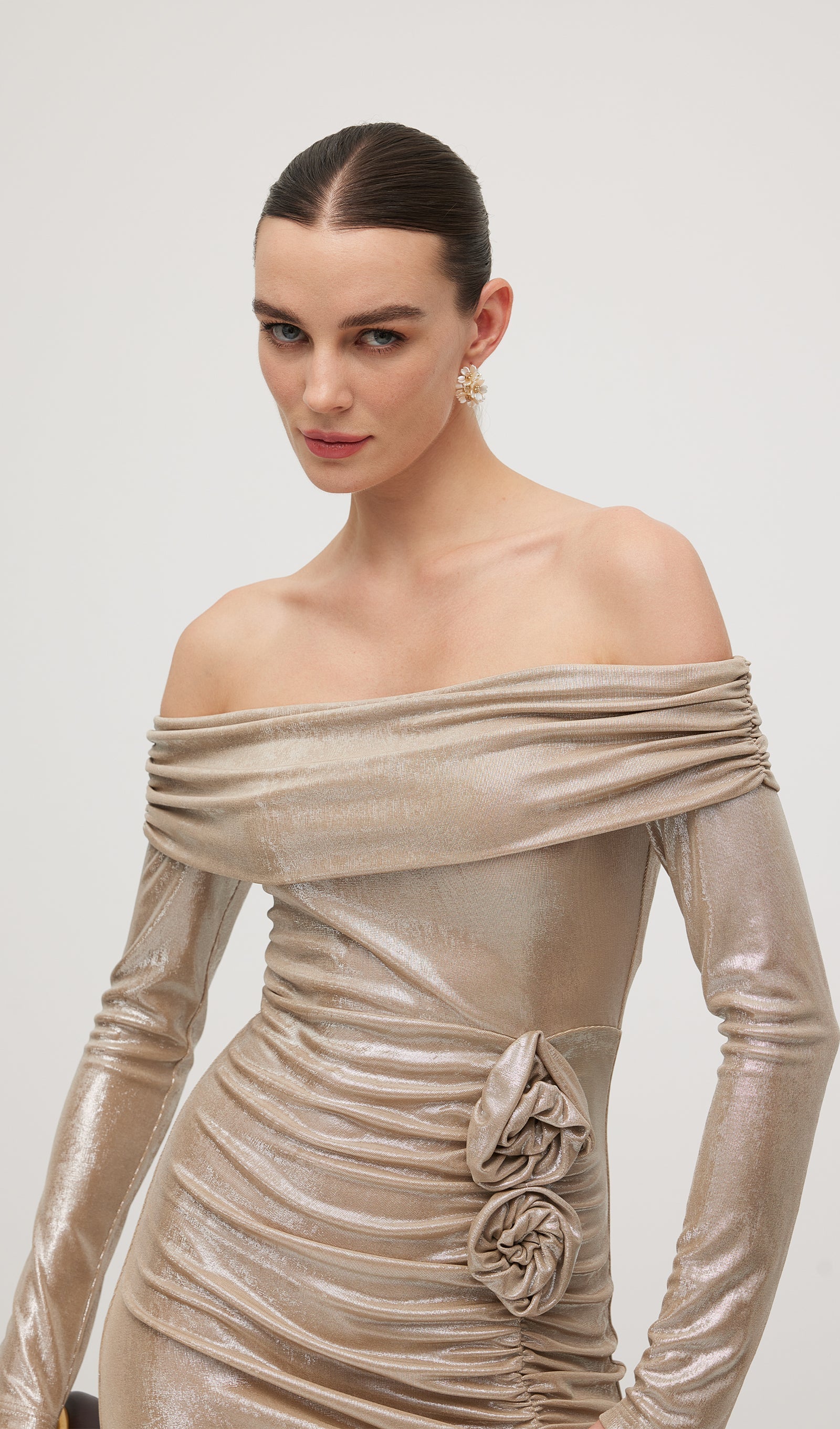 Off Shoulder Long Sleeve Mini Dress