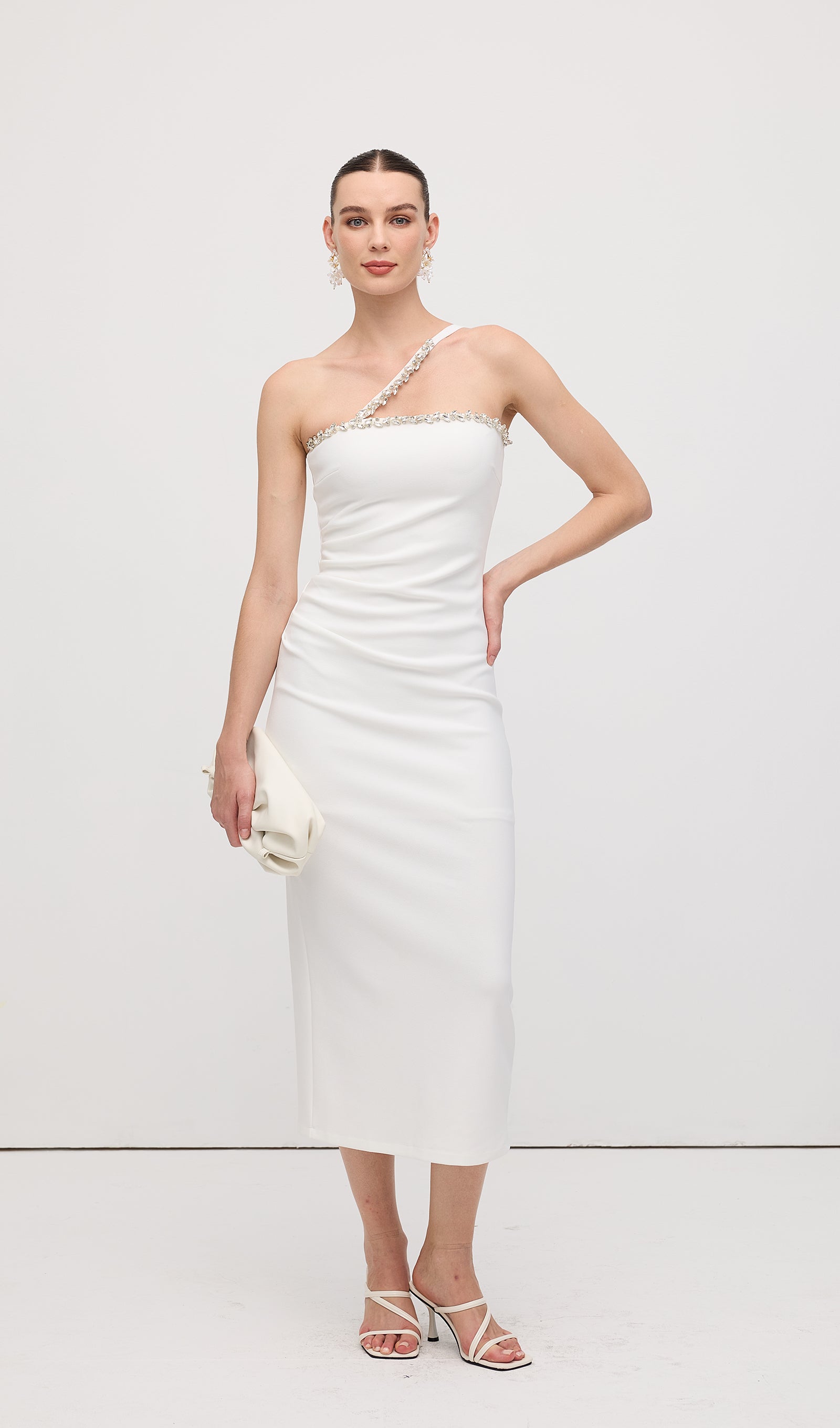 Diamond Chain Off Shoulder Midi Dress