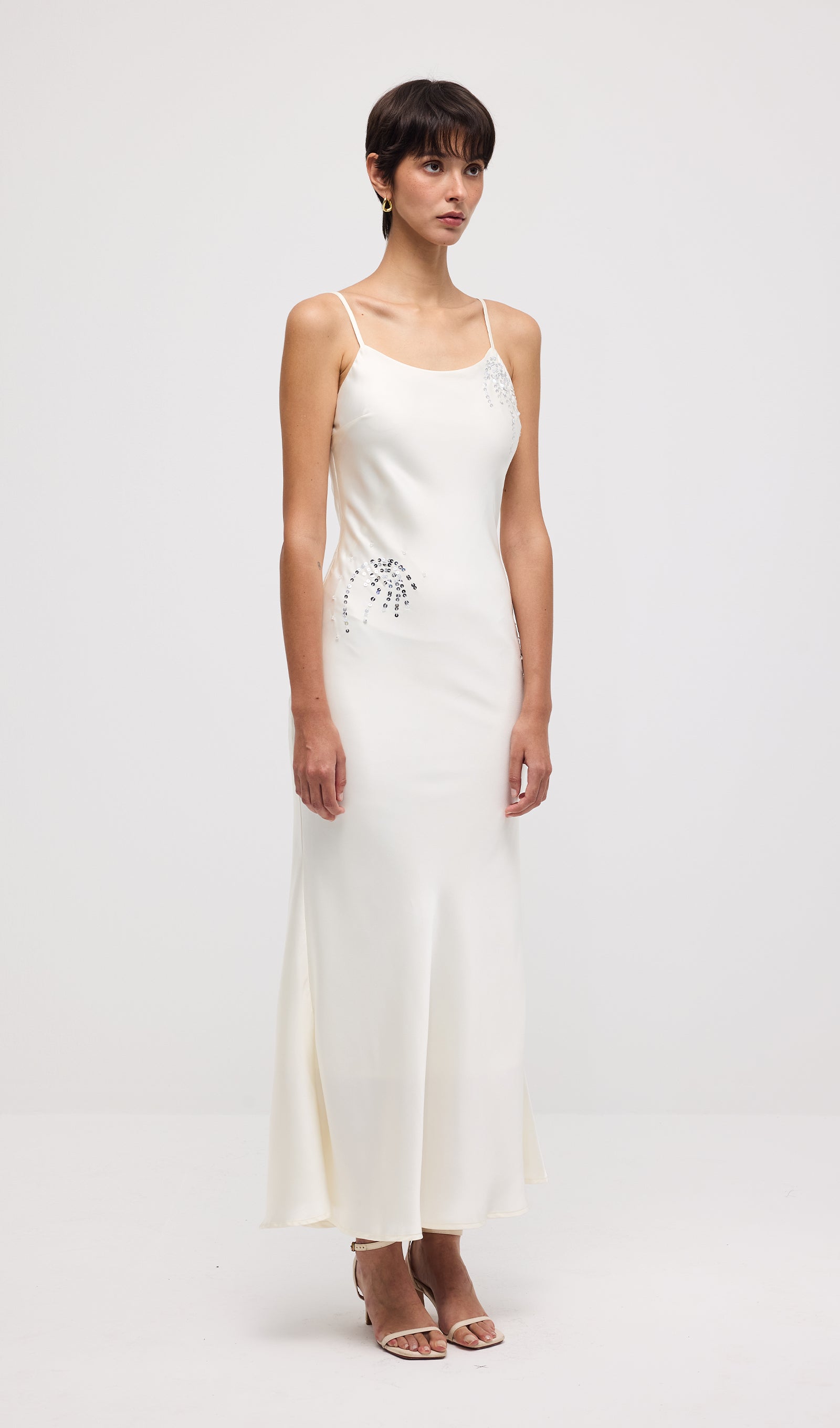 Solid Satin Sleeveless Maxi Dress