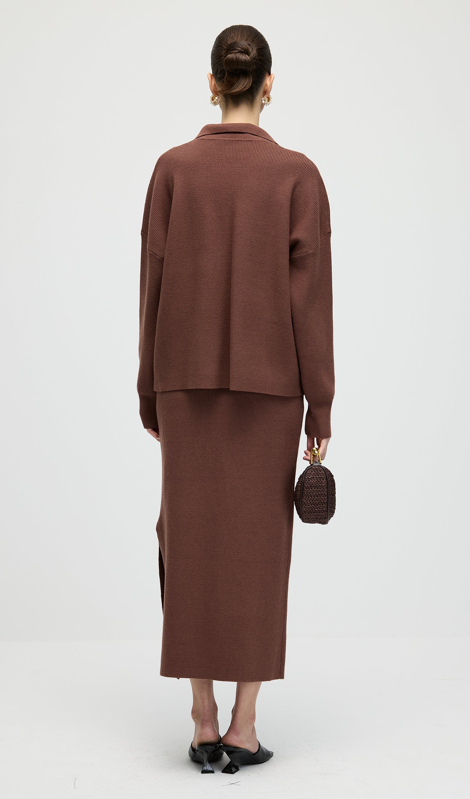 Knitted Long Sleeve Top & Midi Dress Set