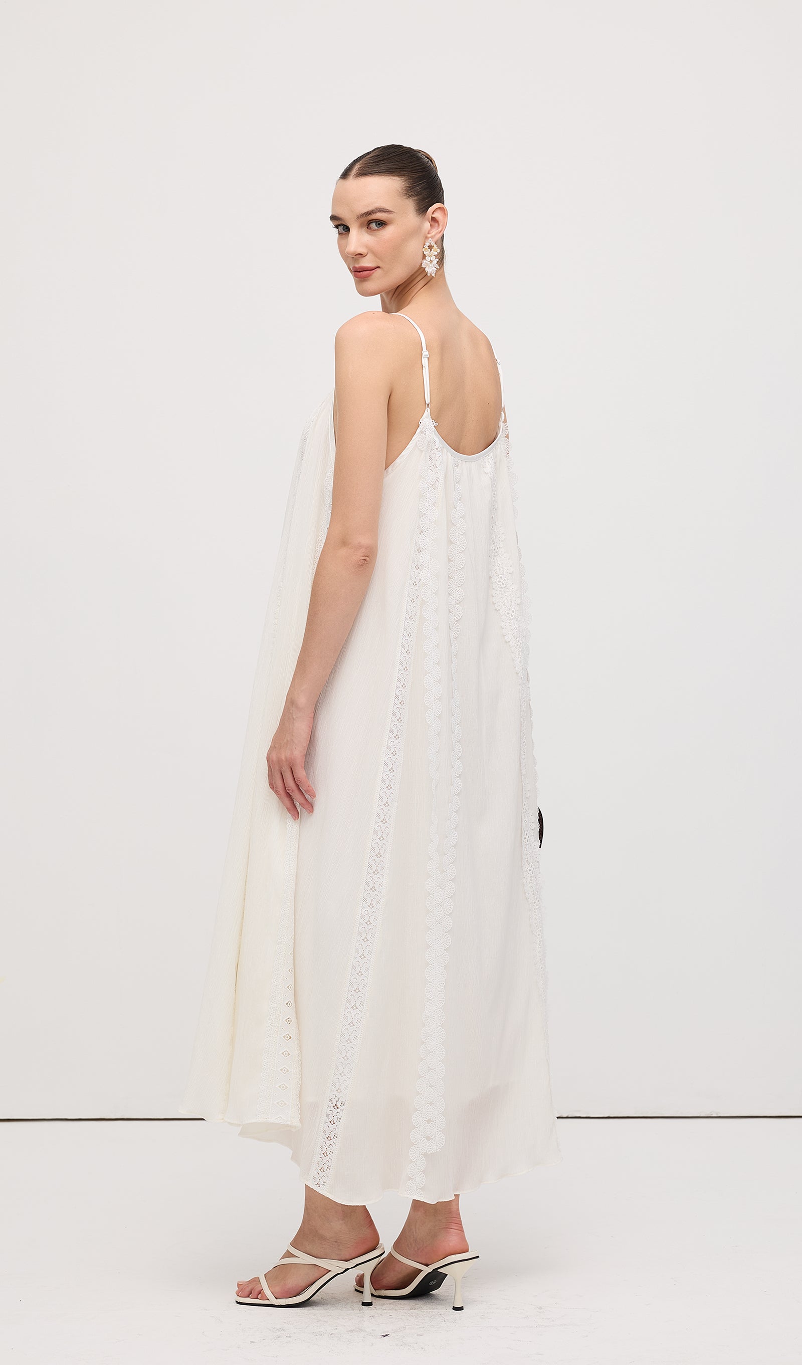 Embroidered Cotton And Linen Midi Dress