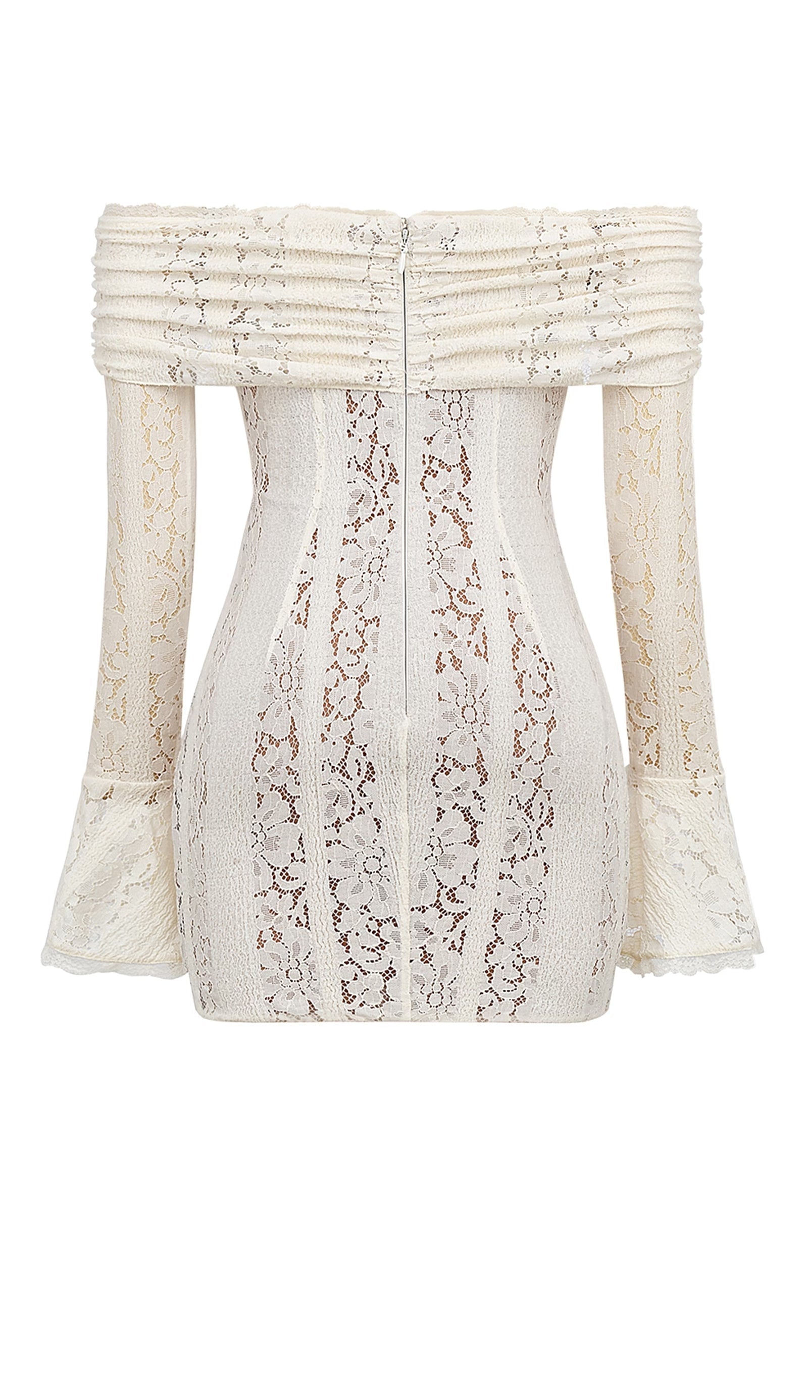 Vintage Floral Lace Off Shoulder Mini Dress