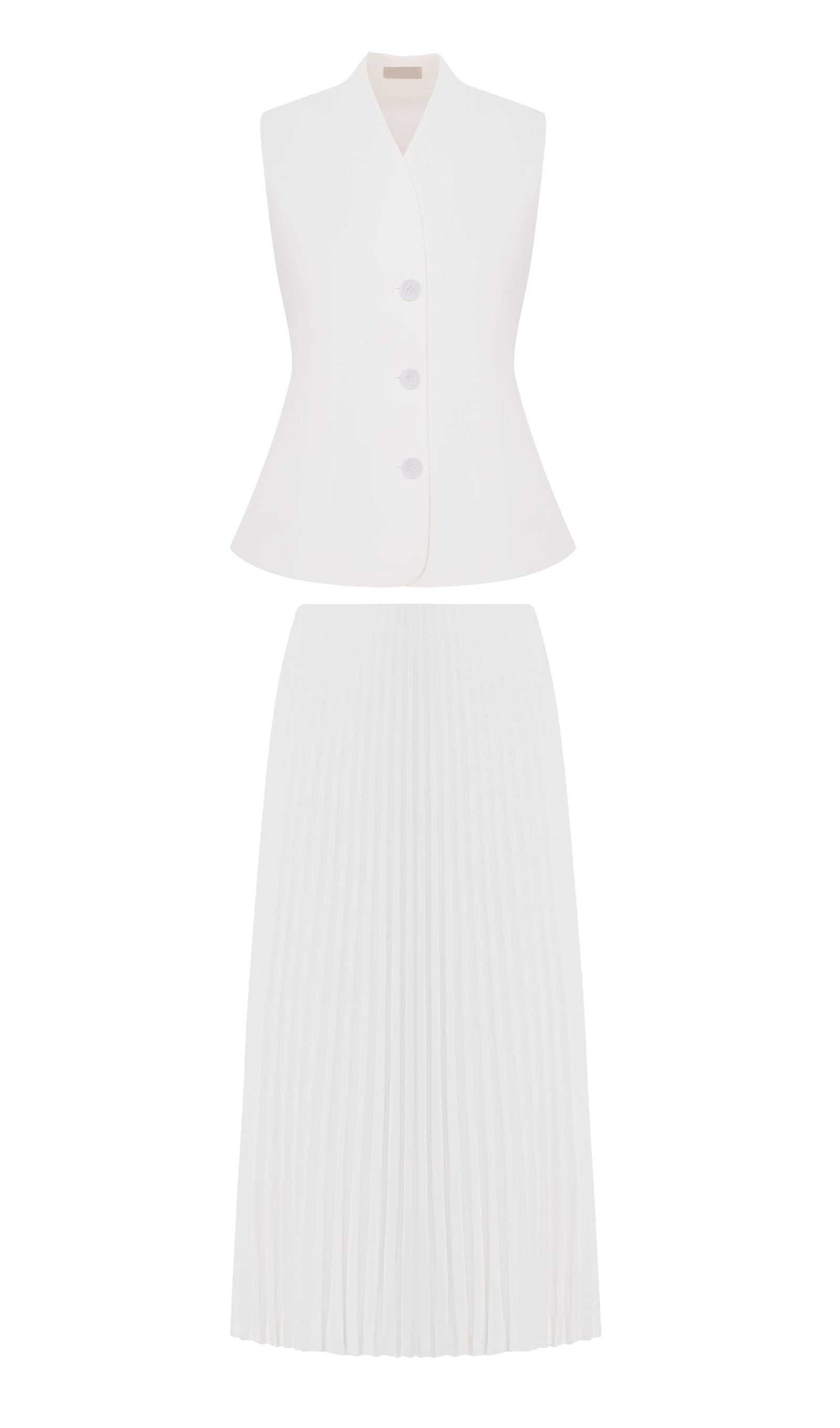 Flared Waistcoat & Pleated Midi Skirt Sets