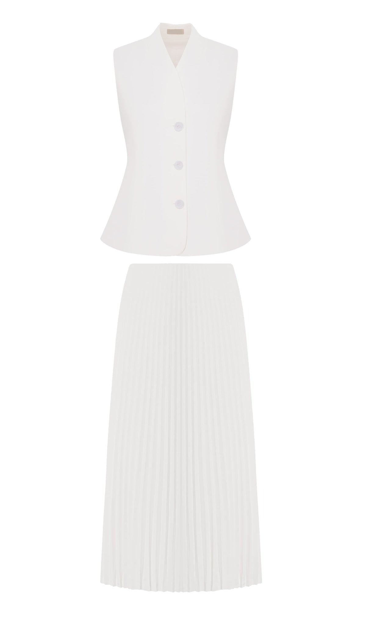 Flared Waistcoat & Pleated Midi Skirt Sets