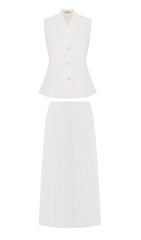 Flared Waistcoat & Pleated Midi Skirt Sets