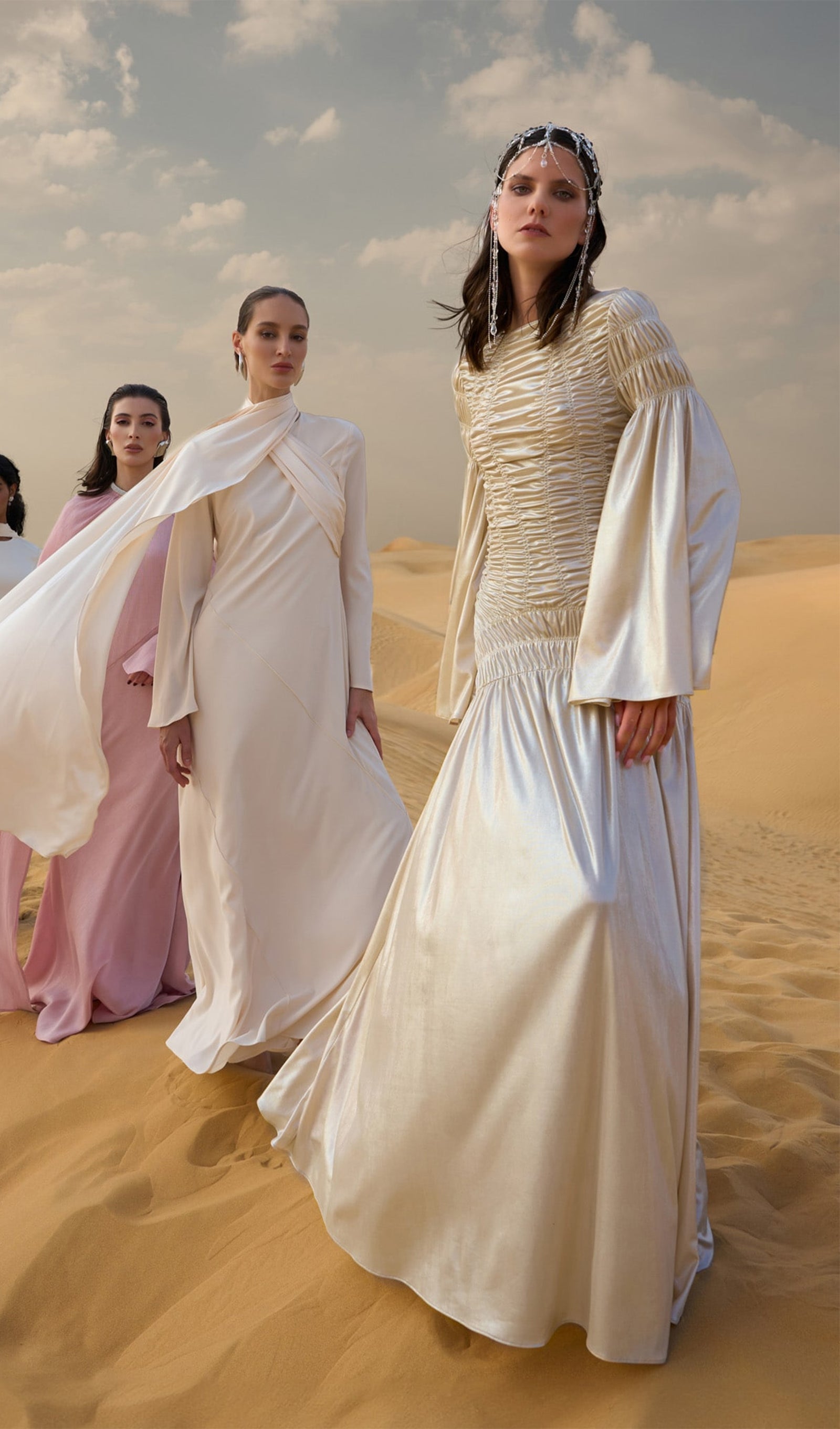 Metallic Elasticated Gathers Maxi Dress