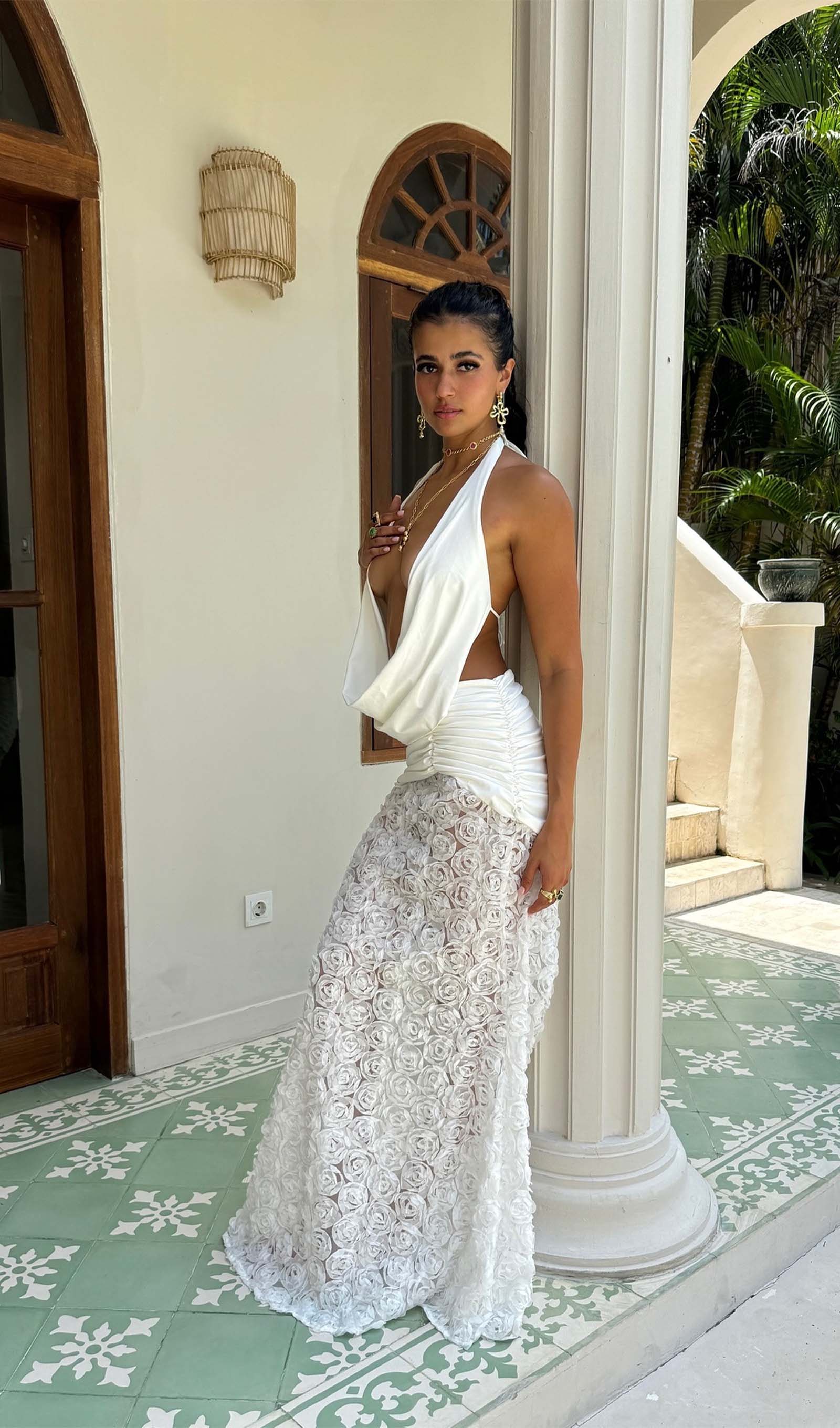 Halter Textured Maxi Dress