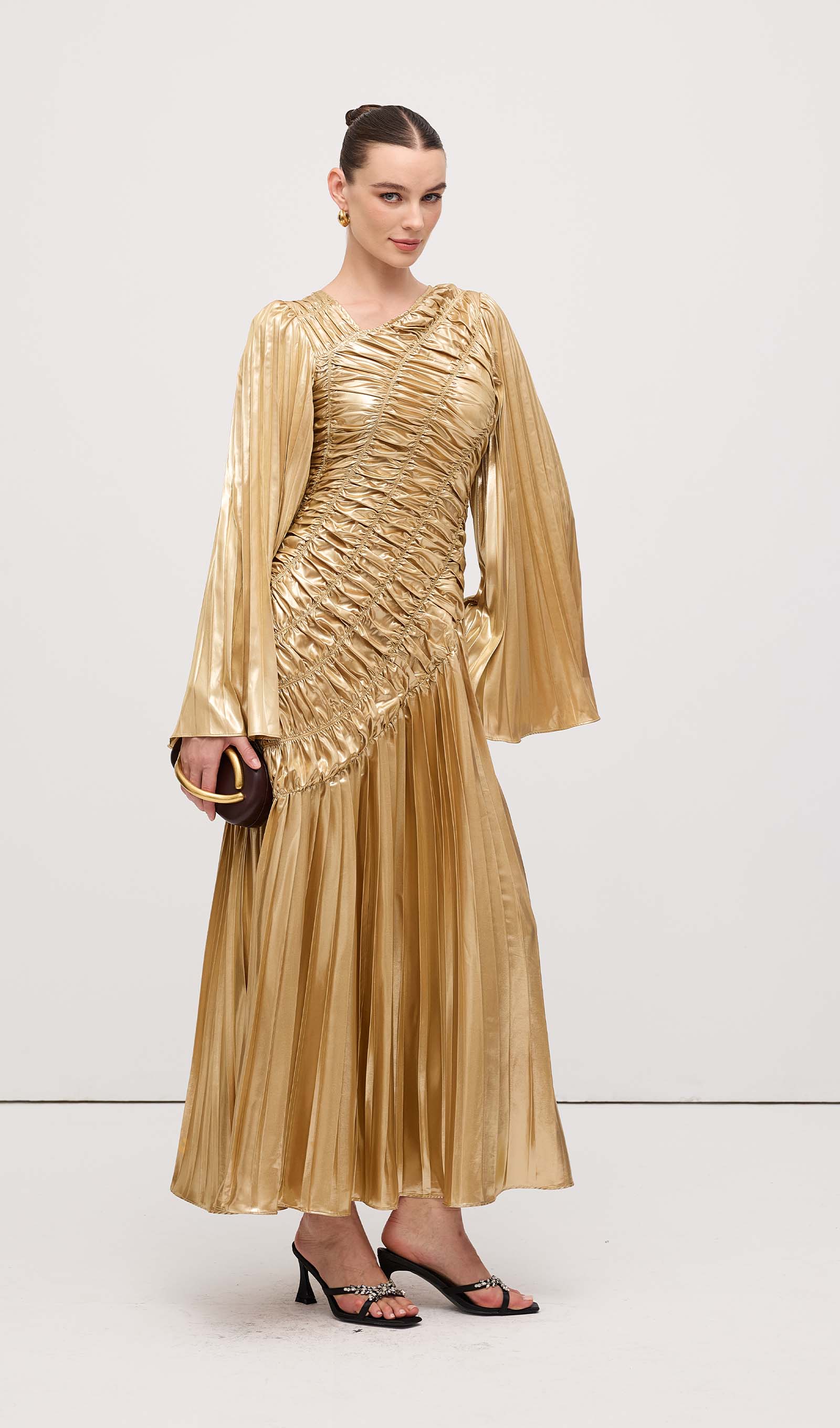 Metallic Maxi Dress Gold