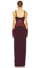 Sheer Knit Curve Maxi Dress In Red