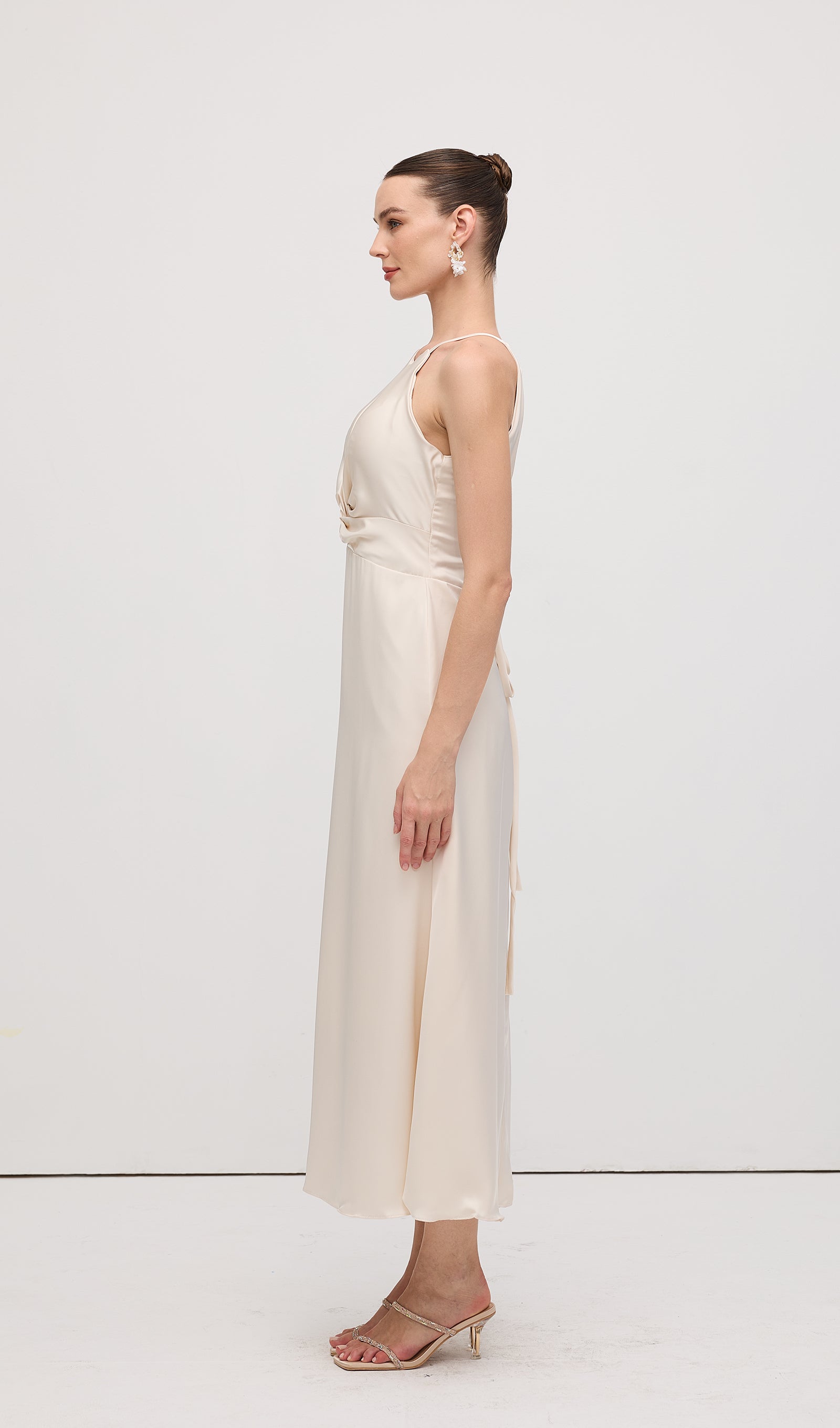 Sleeveless Satin Midi Dress