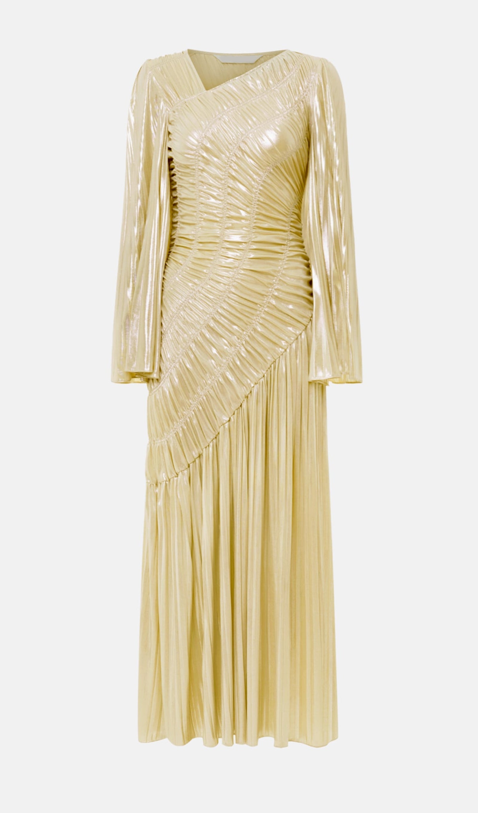 Metallic Ruffled Maxi Dress