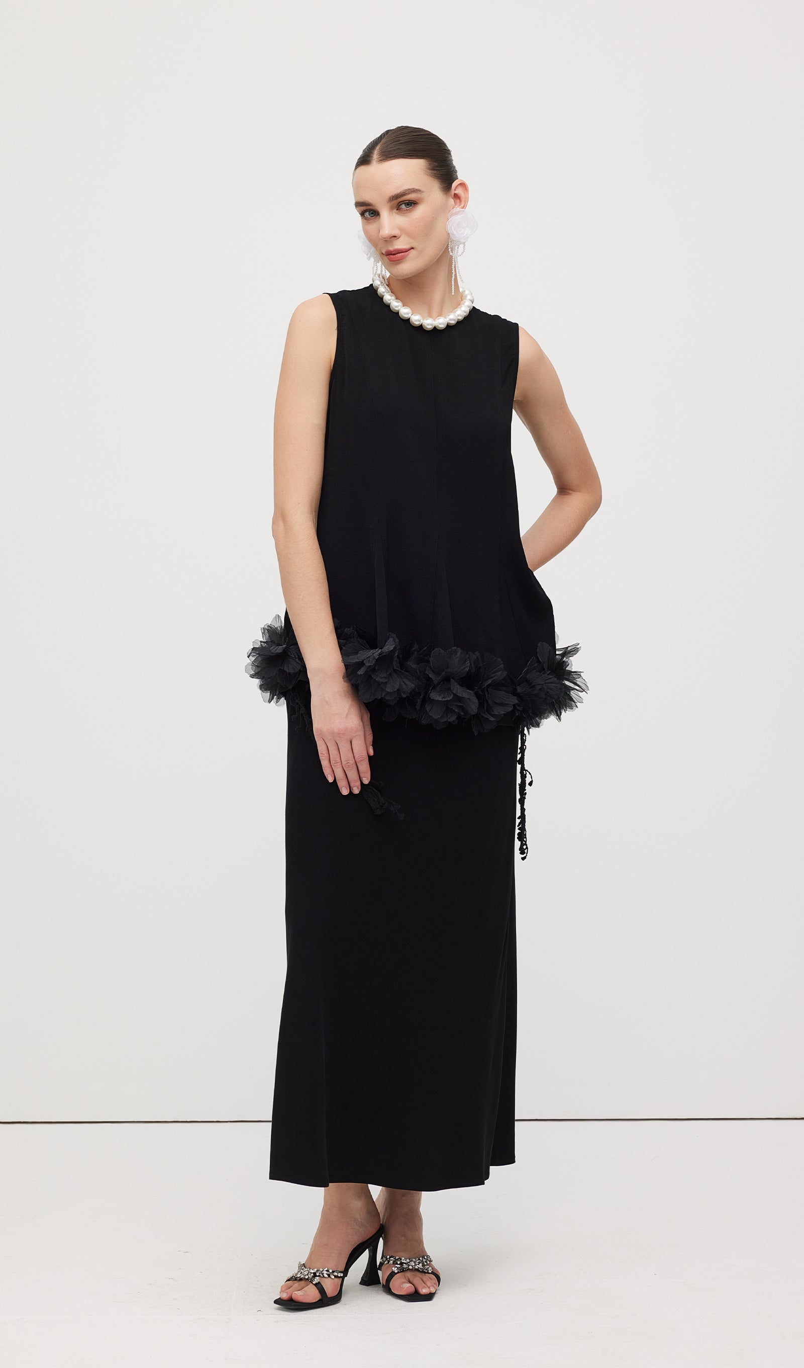 Sleeveless Ruffle Maxi Dress Sets