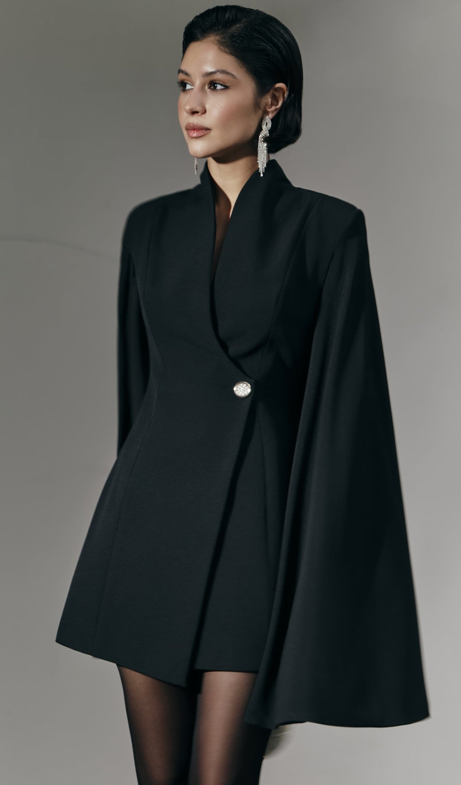 Mini Dress With Flared Sleeves In Black