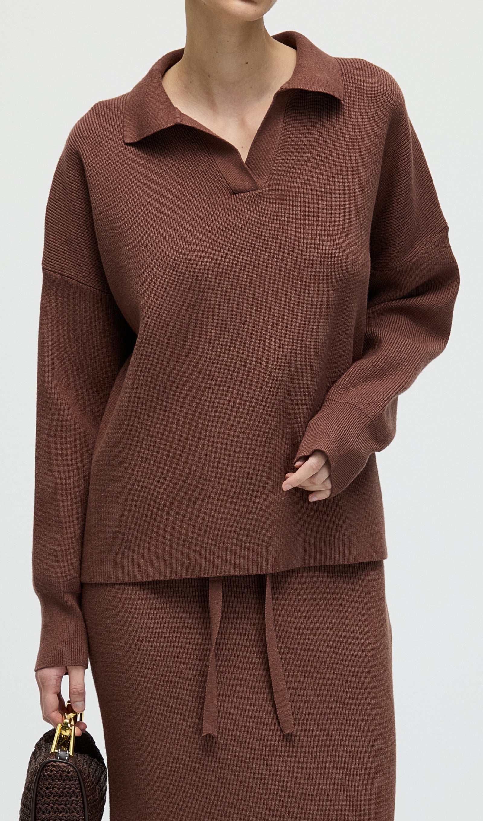 Knitted Long Sleeve Top & Midi Dress Set