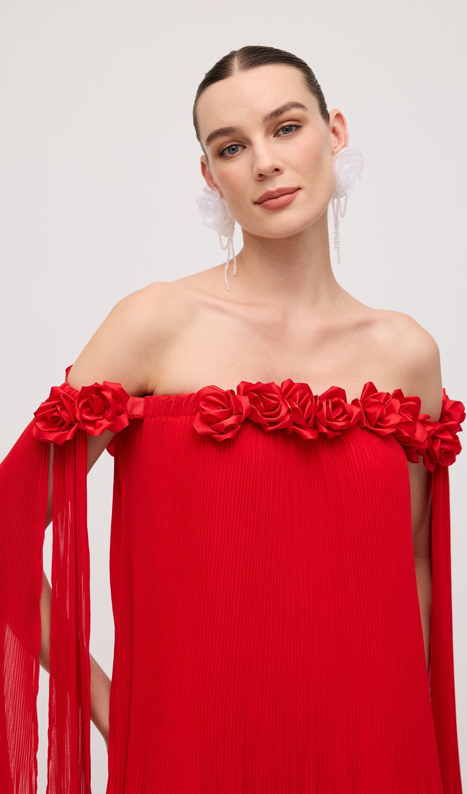 Off Shoulder Draped Maxi Dress