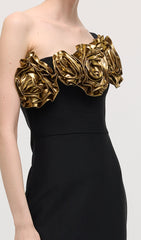 One Shoulder Rose Bodycon Maxi Dress