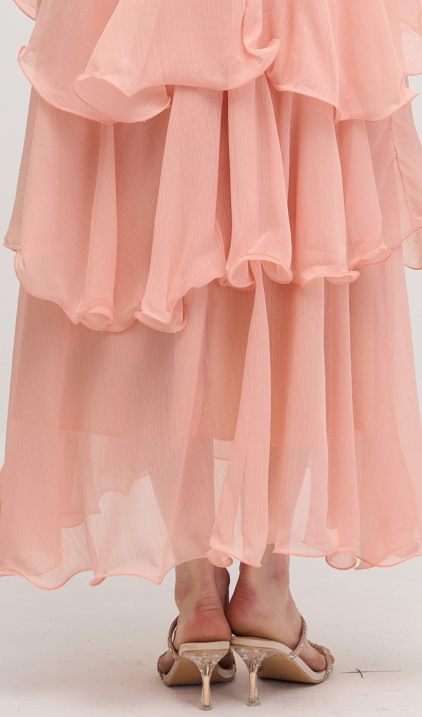 Strapless Layered Midi Dress In Pink